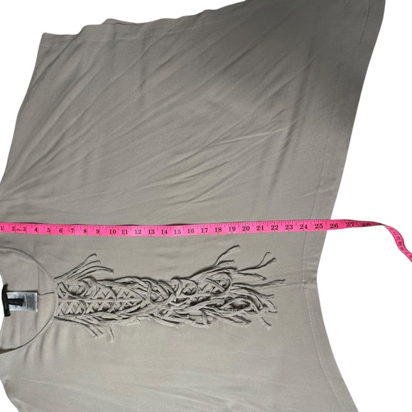 BCBGMaxAzria Tan Fringe Poncho Top Size L - Picture 5 of 9